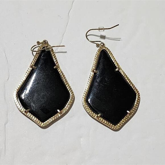 Kendra Scott Rare Black Iridescent reversible Alexandra Gold Drop Earrings - Picture 4 of 7